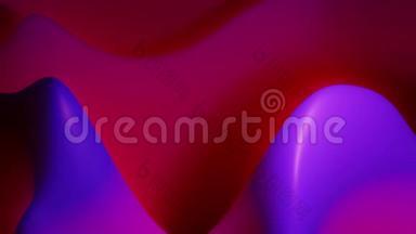 具有抽象流体蓝紫梯度的4k无缝环，内辉光波状表面。 美丽的色彩渐变
